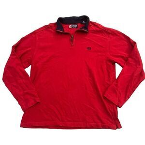 CHAPS Red 3/4 Zip Collar Pullover Size Large